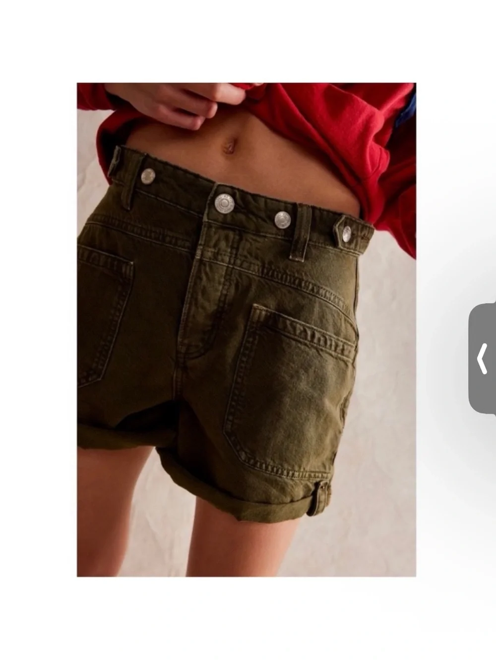 NWT Free People Palmer Cuffed Jean Shorts Green 25